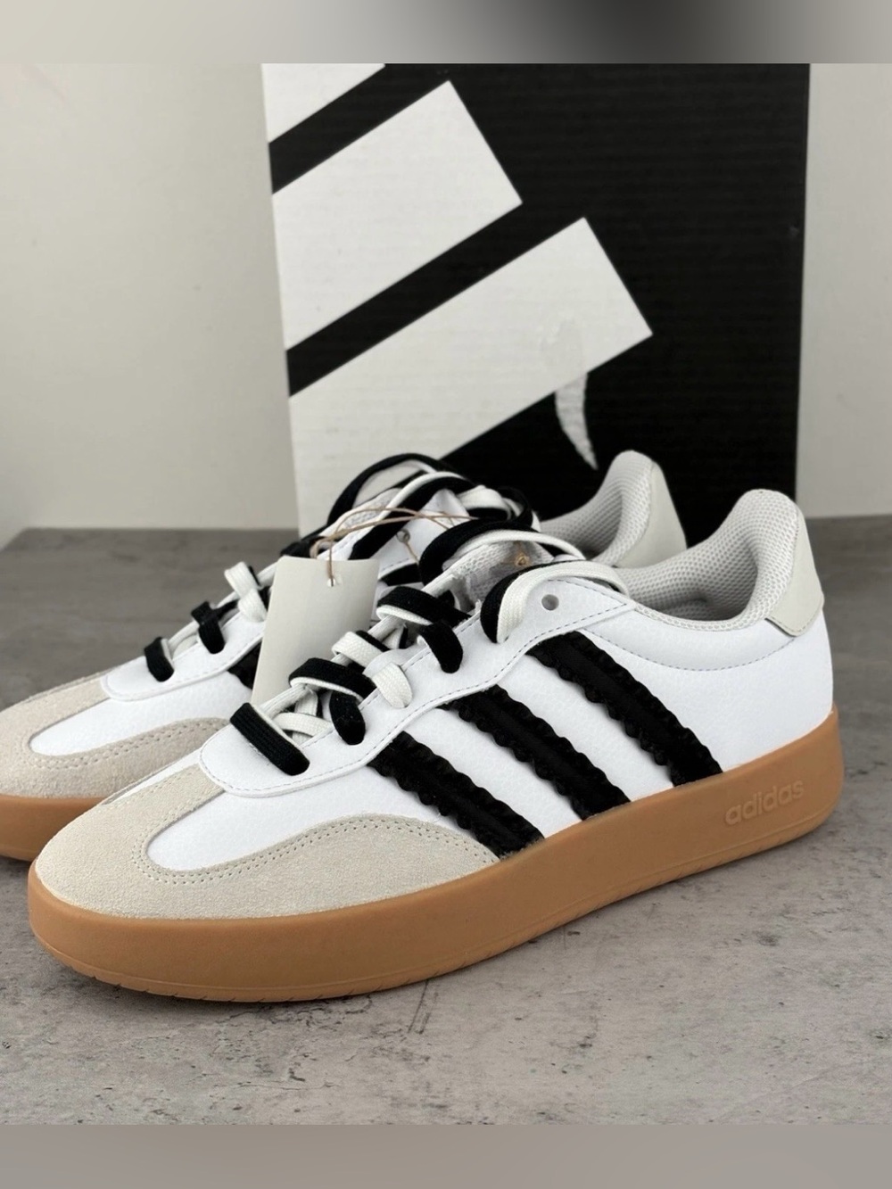 adidas Women's White Black Gum Low-Top Sneakers - Picture 2 of 9